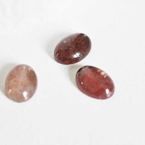 Cabochon ovale quartz fraise, cabochon ovale,quartz fraise naturel, fabrication bijoux,pierre naturelle,18x13mm, l'unité,g2219