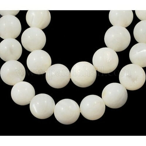 Perle ronde nacre coquillage blanc 3mm,perle en coquillage pour fabrication bijoux nacre, le fil de 95 perles g5581