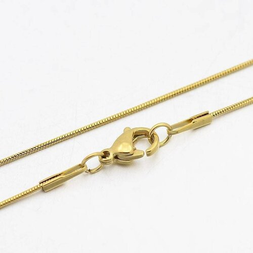 Chaine acier dorée 14k serpent,fourniture créative,chaine collier,sans nickel,chaine fantaisie,acier, chaine complète,0.8mm,45.7cm-g1098