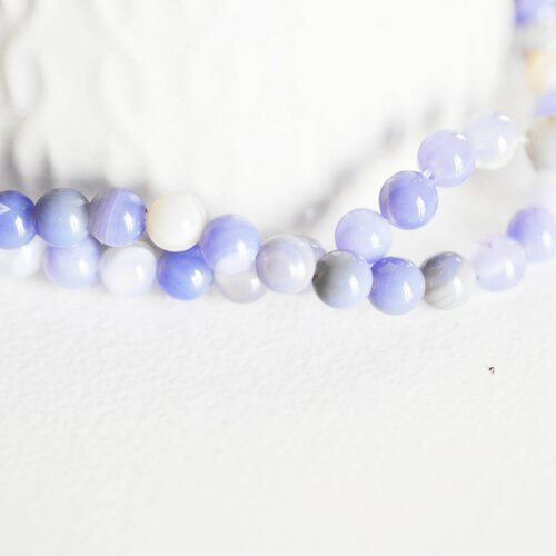 Perles calcédoine bleue, chalcédonie,pierre naturelle, création bijoux,perles pierre,quartz naturel, 6mm, le fil de 38 cm,g2937