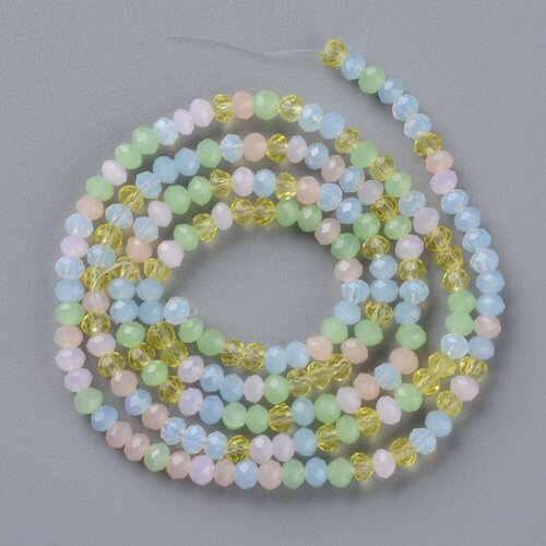 Perle abacus cristal pastel multicolore opaque, perles bijoux, perle abacus, perle cristal,perles verre ,3x2.5mm,fil de 190 perles g7217