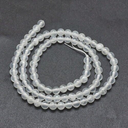 Perle ronde selenite 4mm,selenite naturel,création bijoux pierre blanche naturelle,4mm,le fil de 90 perles g4381