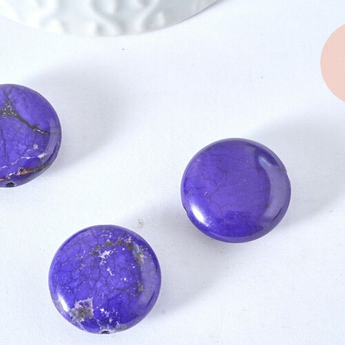 Perles rondes en howlite couleur violet, fourniture créative, perles pierres, perles howlite, howlite naturelle, 20mm, lot de 5-g1601