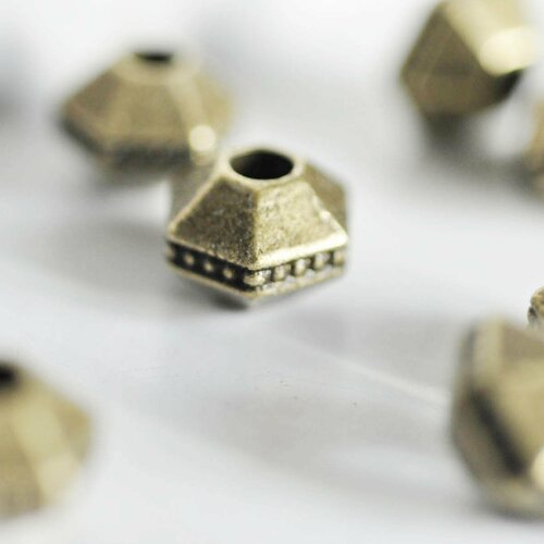 Perles hexagone bronze intercalaires, perles bronze,perles bronze,fourniture bronzes,création bijoux, 10 perles, 10mm-g824