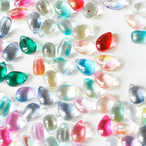 Perles cristal goutte multicolore, cristal tchèque, perles goutte, perle création bijoux,9x6x5mm, lot de 50,g4583