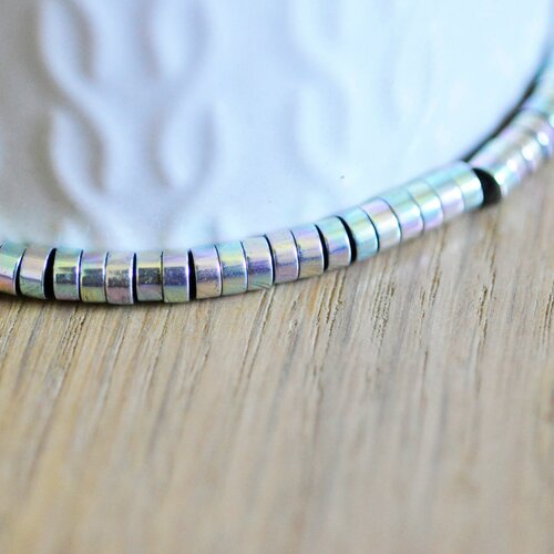 Perle rondelle hématite multicolores pastels 4mm, perle hématite,création bijoux,fil de 190 perles g3625