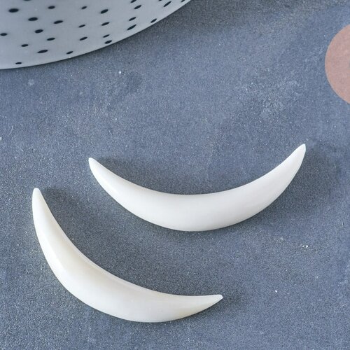 Pendentif lune corne blanche naturelle 45x6mm, pendentif lune en corne naturelle blanche, création bijoux, l'unité, - g6490