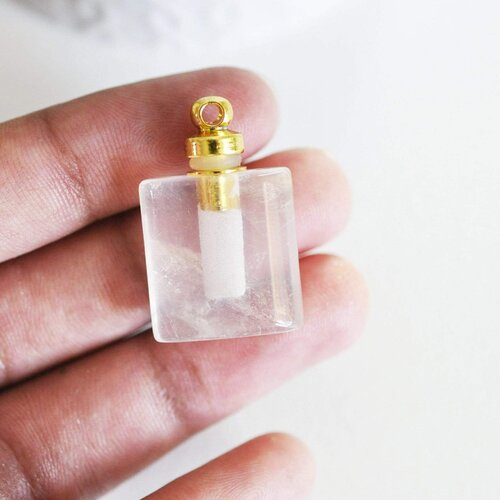 Pendentif bouteille parfum quartz rose,pendentif pierre naturelle,pendentif collier,pendentif quartz naturel,33mm, l'unité g5187