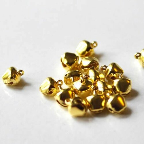 Grelot aluminium doré, fournitures créatives,clochette dorée, cloche aluminium,cloche or,création bijoux,1 cm,lot de 10-g1378