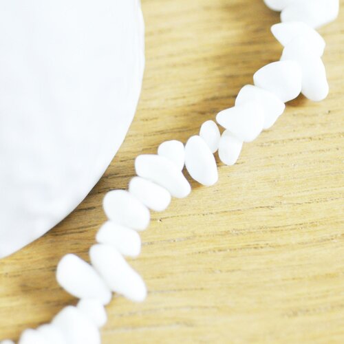 Perle chips porcelaine blanche, fournitures créatives perle céramique blanche pour fabrication bijoux, le fil de 83cm, 5~14mm g3868