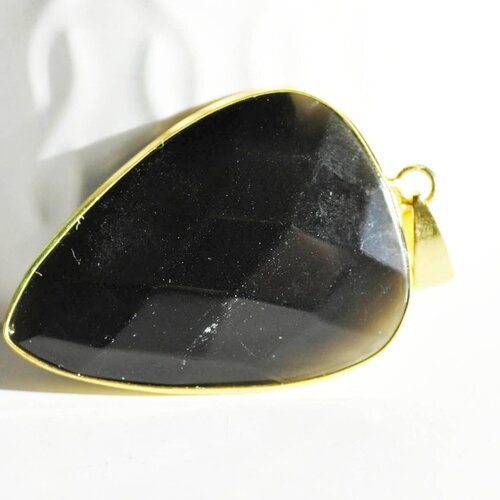Pendentif ovale agate noire,pendentif pour bijoux, pendentif pierre,pierre naturelle, agate naturelle,agate noire,création bijoux,40mm,g2517