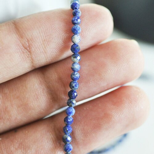 Perle lapis lazuli ronde facett,bijou pierre naturelle,lapis lazuli naturel,pierre naturelle,création,perle pierre,3mm,le fil de 39 cm g3877