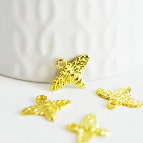 Pendentif abeille zamac doré,breloque création bijoux,pendentif petite abeille,les 20,16mm g5327