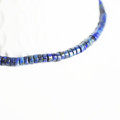 Perle rondelle heishi lapis lazuli, perle lapis naturel,création bijoux perle pierre, 4mm, fil de 40 cm,g2767