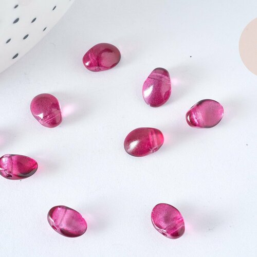 Perle goutte verre rouge foncé 8,5mm, perle cristal création bijoux, lot de 10 g7231