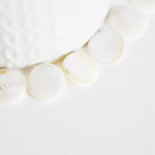 Perle rond nacre blanche naturelle, fourniture créative, perle ronde, coquillage blanc, création bijoux, 15mm,fil de 25 perles,g2730