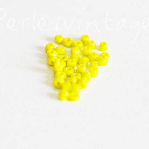 Grosses perles rocaille jaune,fournitures pour bijoux, perles rocaille, jaune opaque,perles verre,, lot 10g, diamètre 4mm-g380