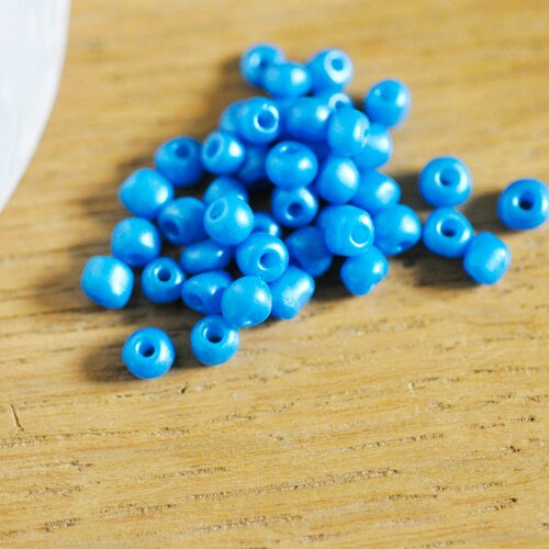 Grosses perles de rocaille bleues irisées, fourniture créative, perles rocaille, grosse perles, bleu transparent irisé,10 grammes,4mm g3813