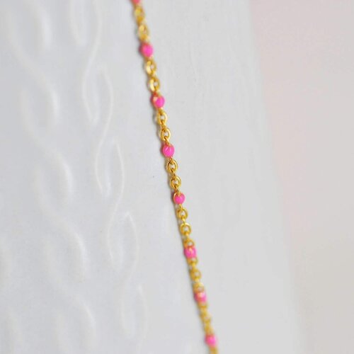 Chaine dorée 14 carats fantaisie résine rose, fournitures créatives,chaine doree,chaîne fine,création bijoux,1metre,1.5mm-g1492