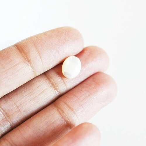 Cabochon ovale nacre blanche, fourniture créative,chance, cabochon nacre, création bijoux, cabochon coquillage, nacre naturelle,10x8mm -g372