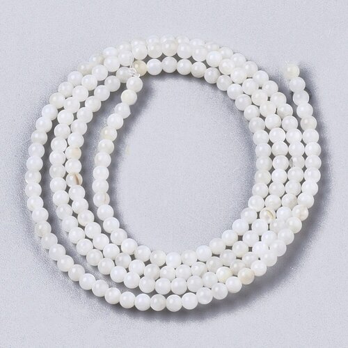 Perle ronde nacre blanche,perles coquillage, fabrication bijoux,perle ronde nacre,coquillage naturel,fil 180 perles,2.5mm g5449