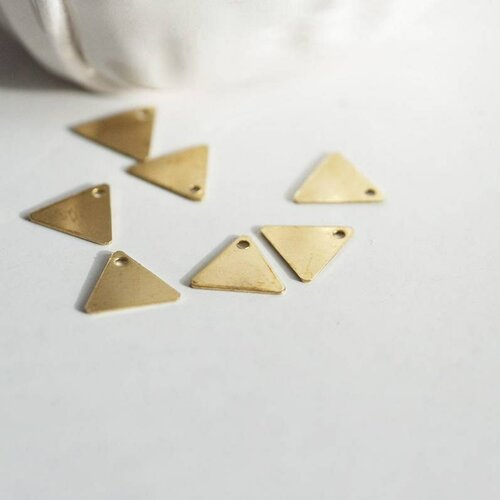 Breloque triangle 1 trou laiton brut  pendentif sans nickel,creation bijoux, pendentif géométrique,9mm,lot de 50,g2481