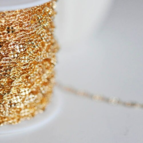 Chaine dorée 14 carats fantaisie  texturée, fournitures créatives, chaine doree,chaine plaquée or, création bijoux, 1metre,4mm-g7039