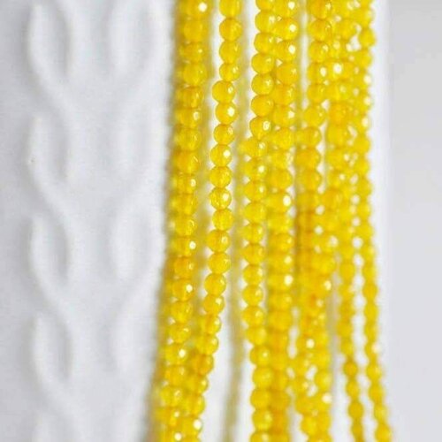 Perles en agate jaune 2mm, perles facettes agate, pierres précieuses, perles bijoux, fil de 39cm g4658