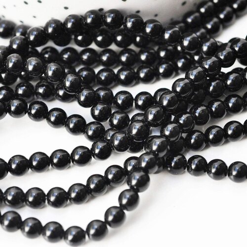 Perle disque agate noire grade ab,perle agate,pierre naturelle,agate naturelle,perle pierre,perle ronde,6mm,fil de 60 perles g4041
