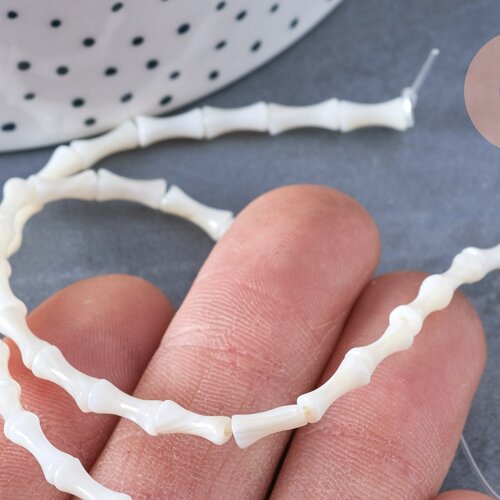Perle tube nacre blanche naturelle 7.5-9mm,nacre blanche,perle coquillage blanc,création bijou,le fil de 39cm, g6604