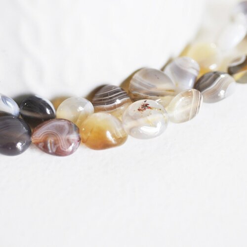 Perle agate botswana rayée nuggets, perle agate,pierre naturelle,agate naturelle,perle pierre ronde,8-13mm,le fil-g2039