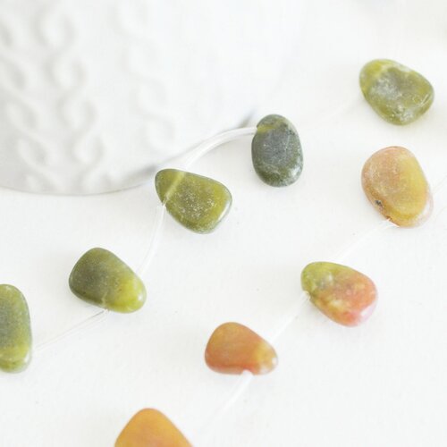 Perle ovale jade vert feuille,pierre précieuse,pierre naturelle,jade jaune naturel,perle pierre roulée,pierre,13mm,le fil de 20 perles g4162