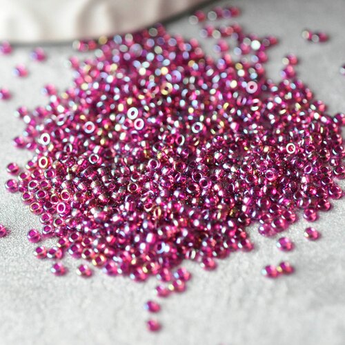 Perles rocailles miyuki violet transparent, perles de rocaille japonaise spkl fuchsia lined amethyst, perlage,15/0, 1.5mm, sachet 10g g3958