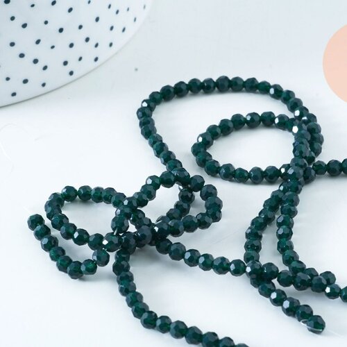 Perles toupies cristal vert 4-5mm, perle cristal, perle verre facette,création bijoux, fil de 36cm g6365