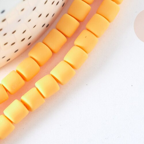 Perles polymère tube orange 5-7mm, fabrication bijoux plastique,le fil de 40cm g7196