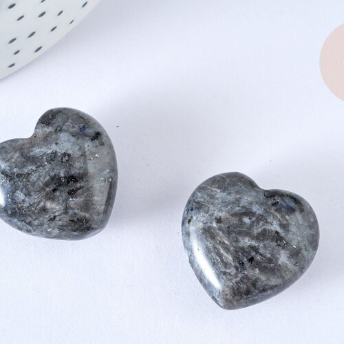 Coeur décoratif labradorite lithothérapie pierre 25.5mm, pierre semi-précieuse, séance lithothérapie, l'unité g7173