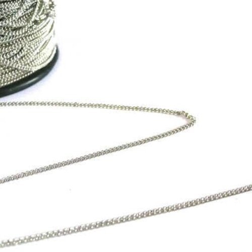 Chaine fine platine maille plate, chaine bijou, création bijoux, chaîne argent, grossiste chaine,1mm, bobine 92 mètres-g2133