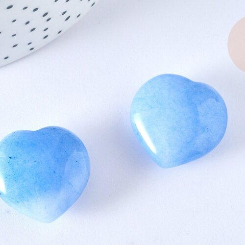 Coeur décoratif aventurine bleue naturelle lithothérapie pierre 25mm, pierre semi-precieuse, séance lithothérapie,25 mm, g7179
