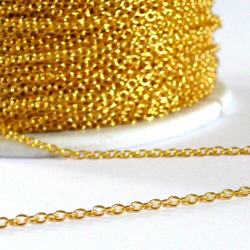 Chaine fine dorée forçat, fourniture créative, chaine bijou, création bijoux, grossiste chaine,1.5 mm, chaîne dorée,bobine complete -g538