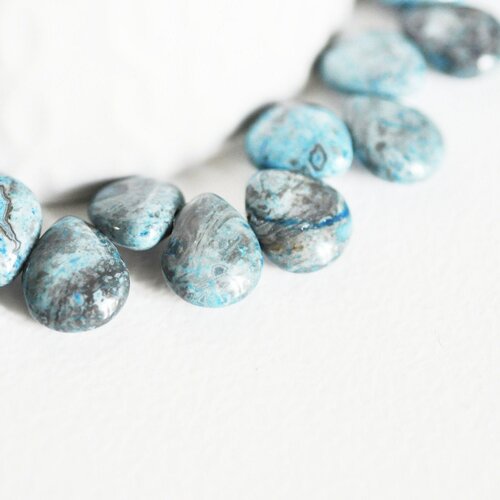 Perle goutte agate bleu facetté, agate naturel,perle jade,perle pierre,pierre précieuse, création bijoux,12mm,lot de 5- g2044