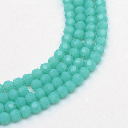Perles toupies cristal vert 4-5mm, perles bijoux, perle verre facette, création bijoux, fil de 37cm g6215