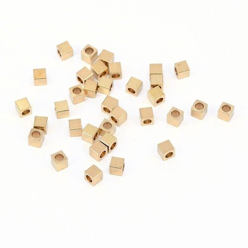 Perles intercallaires carré laiton brut,perle laiton, perles dorées, création bijoux, laiton brut,lot de 100,3mm,g3156