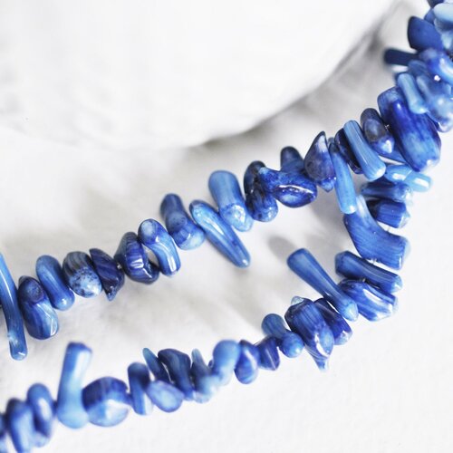 Perles en corail bleu marine,perles corail,fabrication bijoux,corail naturel,perle coquillage,coquillage bleu foncé,fil 38cm,g2508