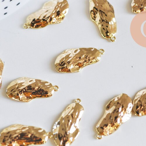 Pendentif texturé laiton doré 18k 21mm, un pendentif doré pour création bijoux,l'unité g6256