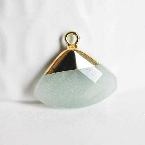 Pendentif triangle aventurine verte facettes,pendentif bijoux, pendentif aventurine pierre naturelle,20mm, l'unité,g2997