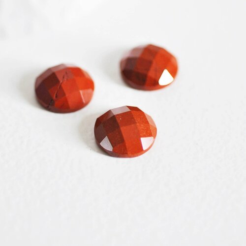 Cabochon rond jaspe rouge à facettes,bijou pierre, cabochon rond,jaspe naturel, jaspe rouge,cabochon 14.5mm, pierre naturelle-g1857