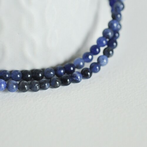 Perles sodalite marbrée,fourniture créative,sodalite bleue,pierre naturelle,perles pierre, bijou pierre,fil de 38 cm,4mm-g513