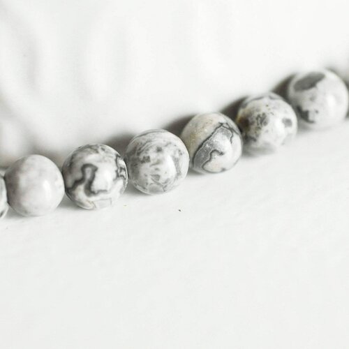 Perles jaspe picasso gris,perles rondes, jaspe gris,pierre naturelle,perles jade,perles pierre,le fil de 65 perles,6mm- g540