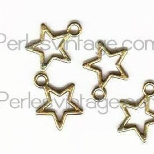 Breloque étoiles évidée dorée,fournitures créatives,argent tibétain,pendentif étoile dorée, création bijoux,2.4cm, lot de 50-g496
