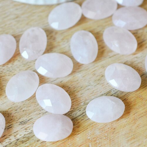 Cabochon ovale quartz rose facetté,un cabochon ovale en quartz rose naturel pour créer des bijoux en pierre naturelle,18x13mm, l'unité g4778